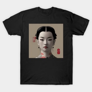 Beaux Animes Art, Ukiyo-e Irezumi Japanese Anime Girl Illustration Design T-Shirt